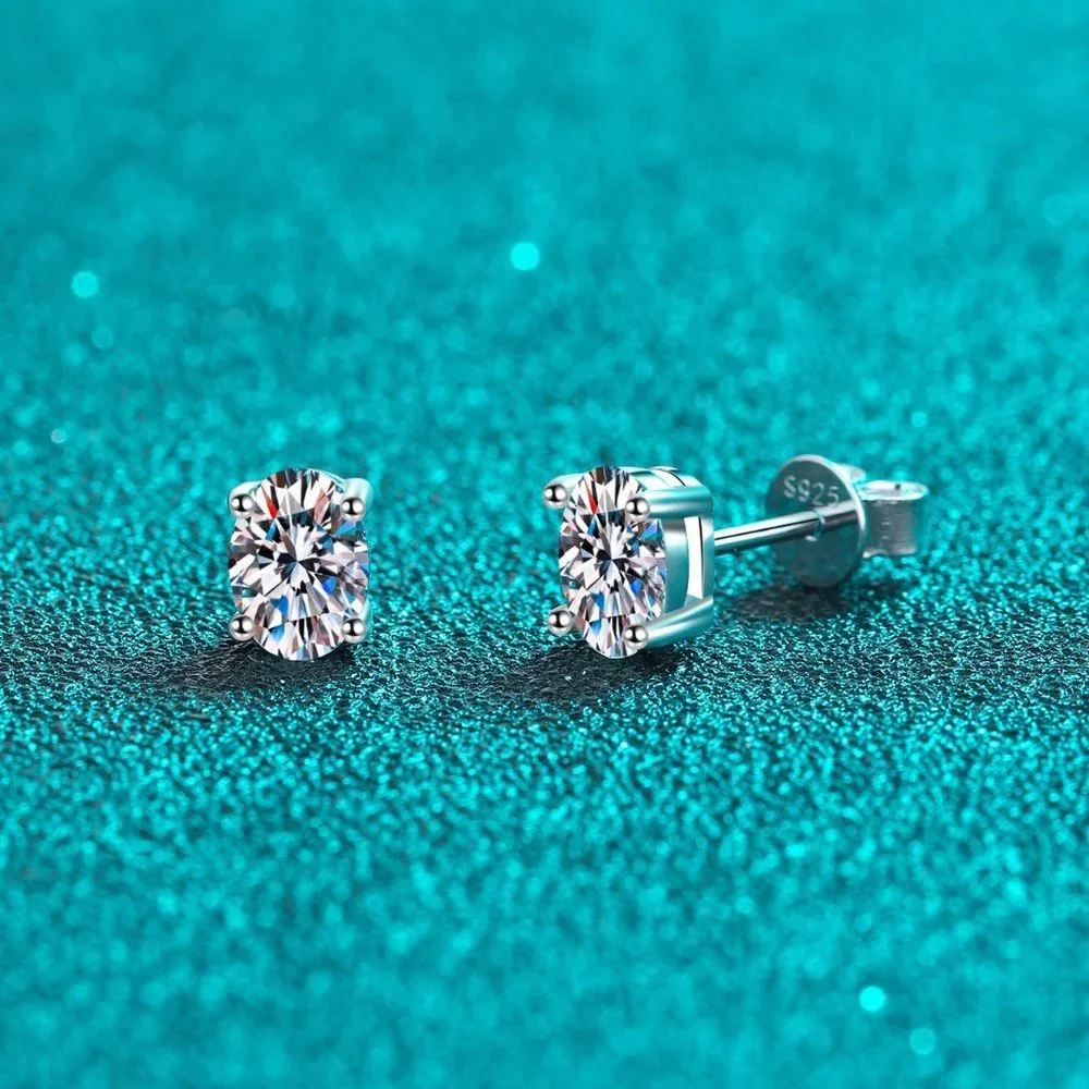 Certified 4ct. t.w. Moissanite Diamond Oval Cut Stud Earrings NEW